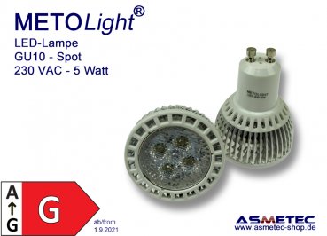 LED-Spot GU10, 5W-4x1, 25°, 360 lm, warmweiß, 230 Volt AC