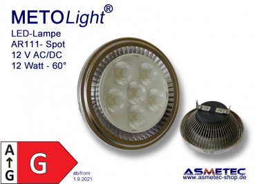 LED-Lampe G53, AR111 - 12 Volt, 12 Watt, 60°, neutral weiß, klar